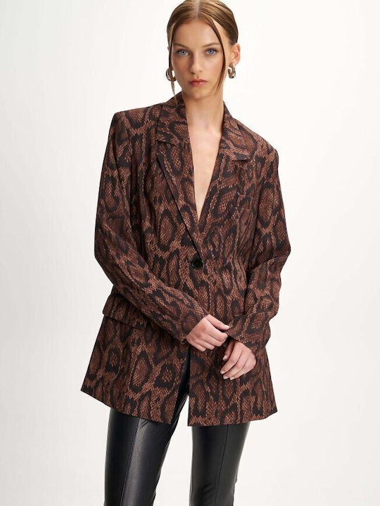 Ale - The Non Usual Casual Damen Mittellang Blazer Brown