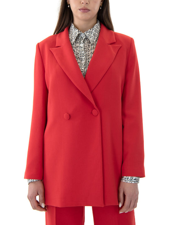 MY T Women's Double Breasted Blazer RED