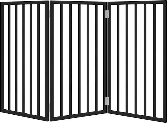 Poartă pliabilă pentru câini 3 panouri negru 150 cm lemn de plop negru 50 x 90 x 2 cm