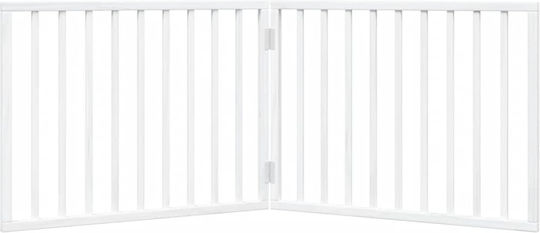 Poartă pliabilă pentru câini 2 panouri alb 160 cm lemn de plop alb 80 x 60 x 2 cm