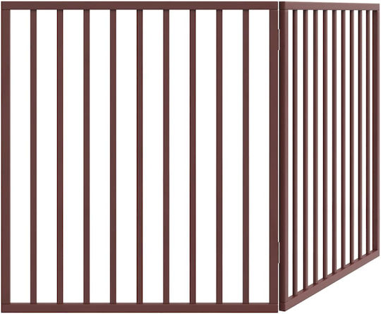 Poartă pliabilă pentru câini 2 panouri maro 160 cm lemn de plop maro 80 x 90 x 2 cm