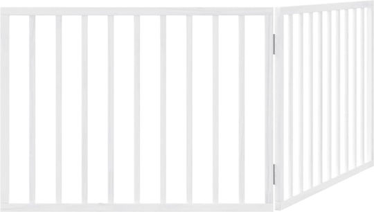 Poartă pliabilă pentru câini 2 panouri alb 160 cm lemn de plop alb 80 x 60 x 2 cm