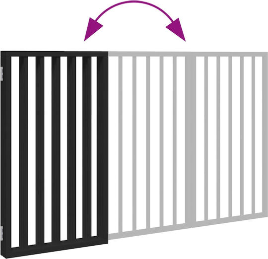 Poartă pliabilă pentru câini 3 panouri negru 150 cm lemn de plop negru 50 x 90 x 2 cm