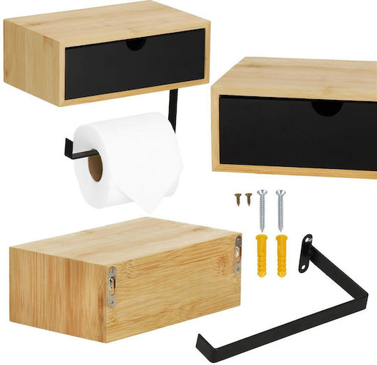 Steel Toilet Paper Holder Storage Drawer Mounting System Included 22cm Black Beige