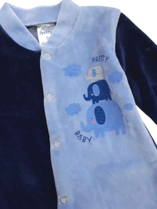 Pretty Baby Elephant Dark Blue Baby Bodysuit Long-Sleeved Velvet Dark Blue