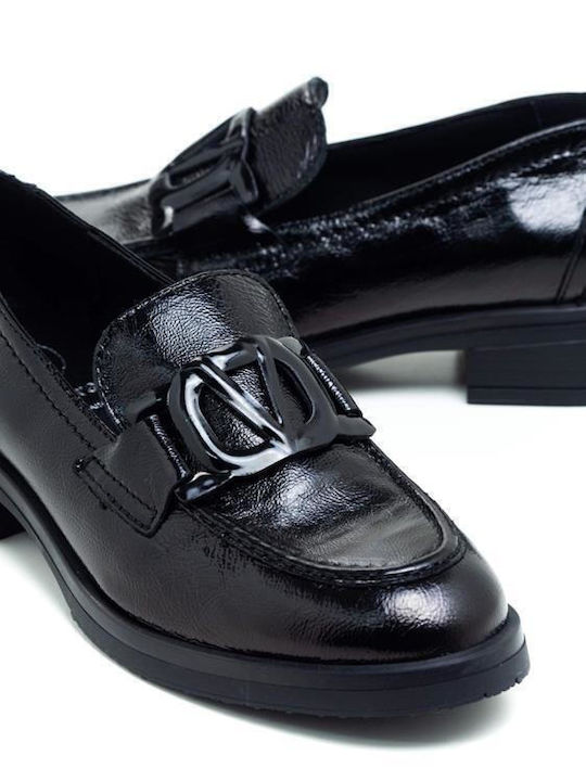 Leder Damen Mokassins in Schwarz Farbe