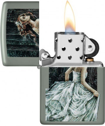 Zippo Victoria Windproof Lighter Flame in Green Color