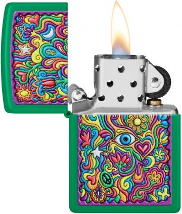 Zippo Lighter Flame Windproof in Green color