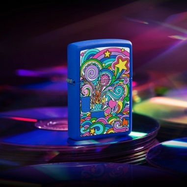 Zippo Abstract Stars Ветроустойчив Запалка с Пламък в Син Цвят