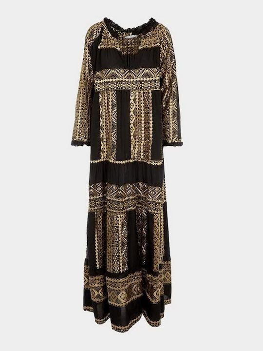 Greek Archaic Kori Καλοκαιρινό Maxi Φόρεμα Black/gold