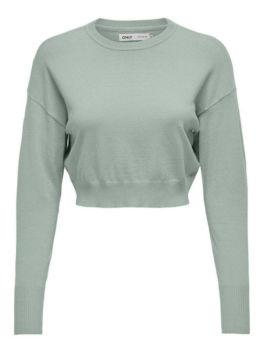 Only Women's Long Sleeve Crop Sweater Mint