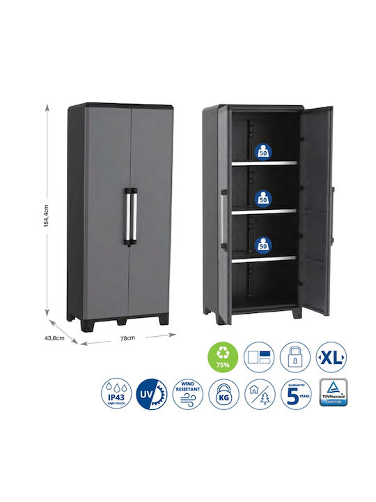 Δίφυλλη Ντουλάπα Transforming Pro Πλαστική με 3 Ράφια 78x43.6x184.4εκ.