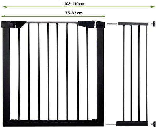 Safety Gate Stairs Adjustable 103-110 Cm Steel Black