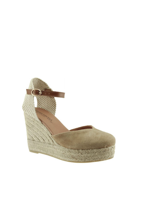 Ibizas Heritage Women's Leather Platform Espadrilles Brown