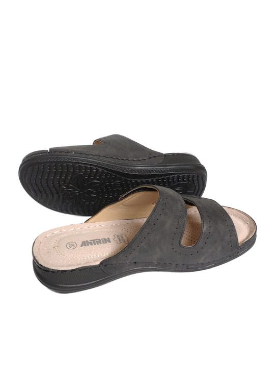 Anatomic Women's Leather Platform Wedge Sandals Black