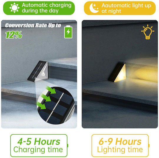 Set 2 Solar-LED-Lampen UBX Treppen-Dämmerungssensor IP67 0,3 W 8x8x5,5 cm Schwarz