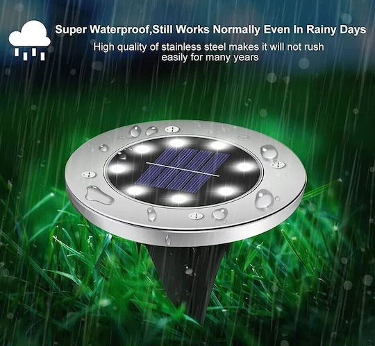 Cold Light Solar Lamp Set Ubx 8 Leds Waterproof Ip 65 Light Sensor Ground Mounting