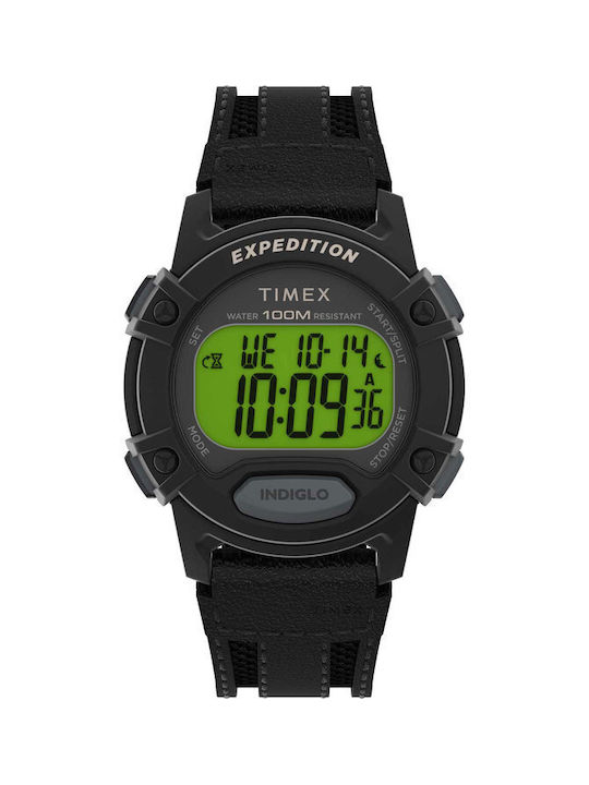 Timex Expedition Digital Watch Chronograph Battery with Black Rubber Strap