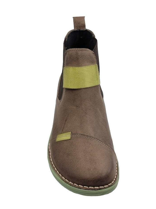 Leather Women's Ankle Boots Platform Brown