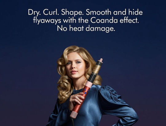Dyson HS05 Airwrap Complete Long Volumise Elektrische Haarbürste mit Luft für Haarglättung und Locken 1300W Erdbeer-Bronze/Blush-Rosa