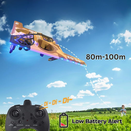 Iuni E0-26 Avion cu Telecomandă Bombardier Invizibil Acrobații 360° Giroscop Rezistent la Impacturi Luminile LED