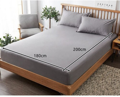 Cearșaf King Size cu Elastic 180x200+20cm. Gri