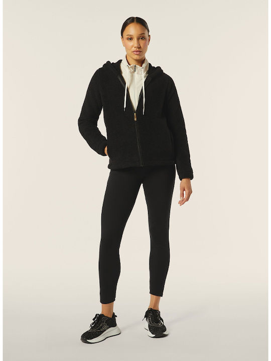 Short Women's Cardigan with Zipper Black