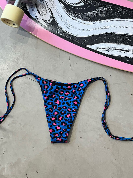 Bikini Slip mit Schnürchen Blue / Pink