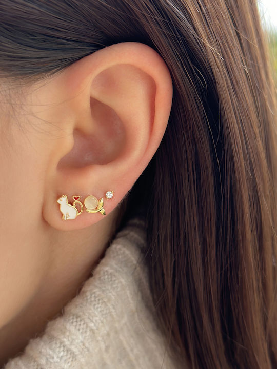 Cercei Fetite Placati Cu Aur Studs Inima Din Argint