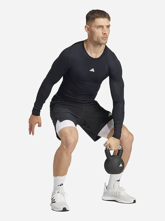 adidas Techfit Ανδρική Ισοθερμική Μακρυμάνικη Μπλούζα Compression Μαύρη