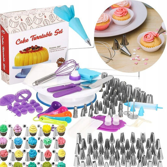 Set de Patiserie Platou Rotativ 137 Piese Șabloane Decorare Torturi