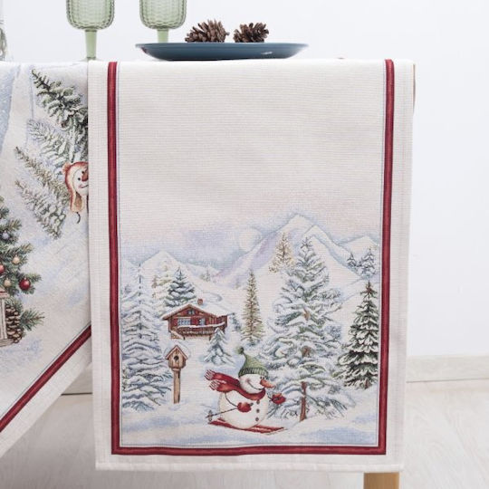 Dimeco Christmas Tablecloth Runner Fabric Gray L45xW140cm.