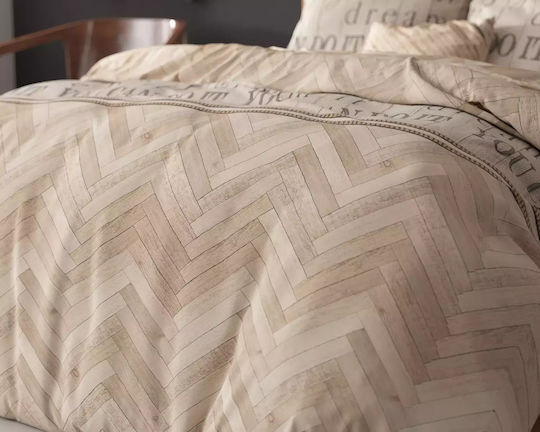 Sleeptime Σετ Παπλωματοθήκη Διπλή με 2 Μαξιλαροθήκες 200x220cm Μπεζ