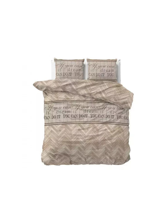 Sleeptime Bettbezug-Set Übergröße mit 2 Kissenbezügen 240x220 Beige