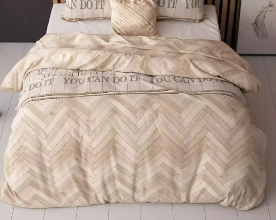 Sleeptime Duvet Cover Set Queen with 2 Pillowcases 240x220 Beige