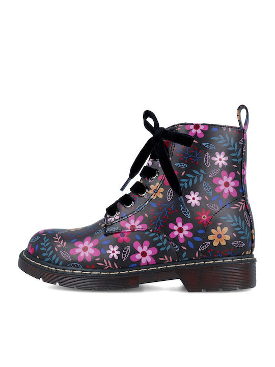 Lederne Kinderstiefel mit Schnürsenkeln Schwarz