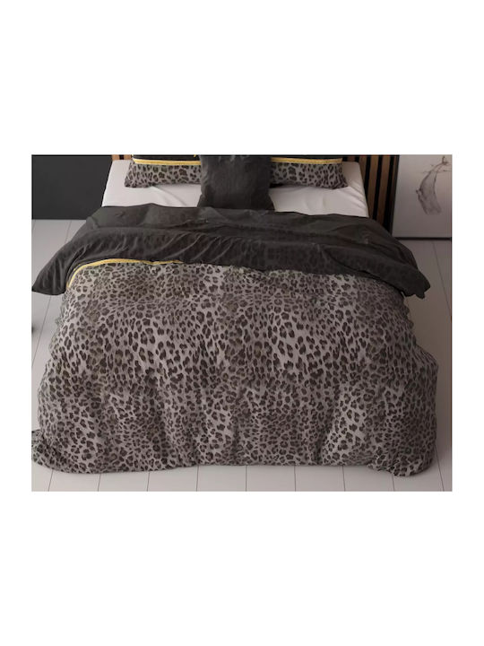 Sleeptime Duvet Cover Set Queen with 2 Pillowcases 240x220 Black Velvet-Black Metal