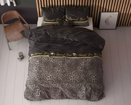 Sleeptime Σετ Παπλωματοθήκη Υπέρδιπλη με 2 Μαξιλαροθήκες 240x220cm Μαύρο