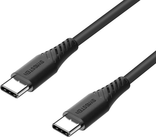 Swissten USB Type-C Silicone 1.5m Fast Charge 60W USB-C Socket Cable Black