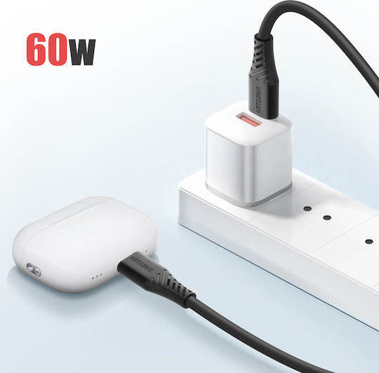 Swissten USB Type-C Silicone 1.5m Fast Charge 60W USB-C Socket Cable Black