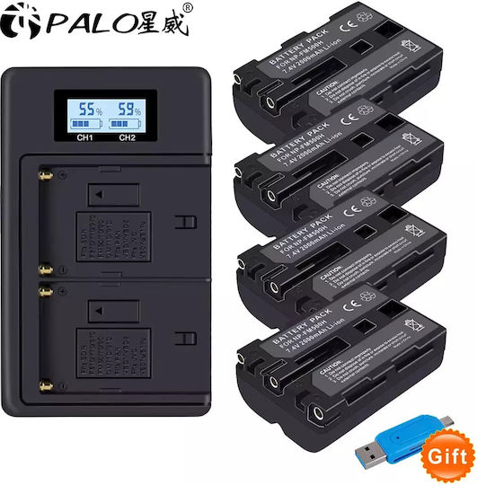 Palo Np-fm500h Camera Battery 2000mah Capacity Rechargeable Design 4 Battery 1 Charger