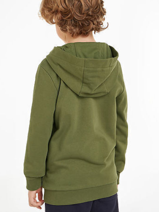 Kids Sweatshirt Cardigan with Hood Green Essential