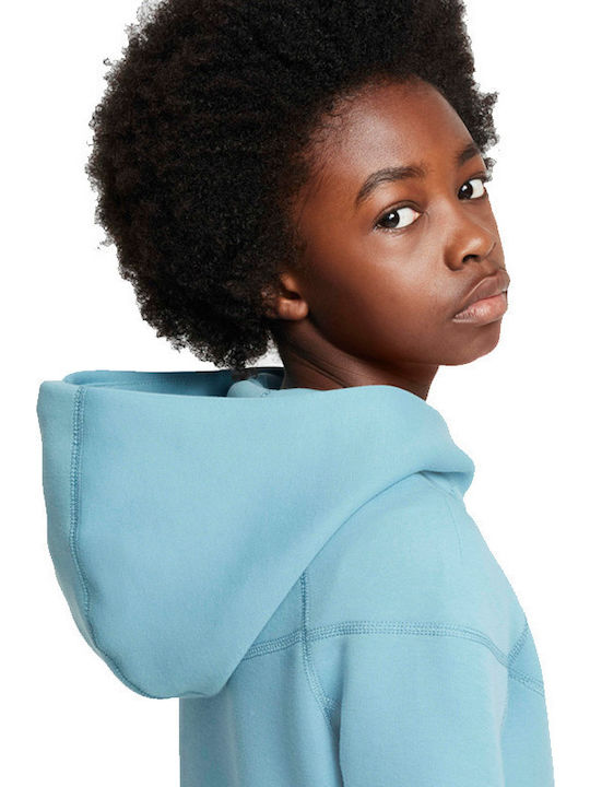 Sportswear Kids Cardigan Cotton Hooded Blue