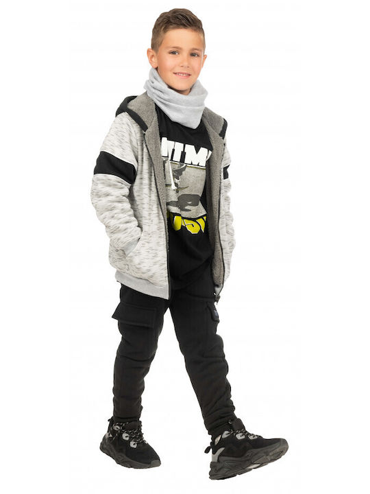 Kids Sweatshirt Cardigan with Hood and Pockets Grey