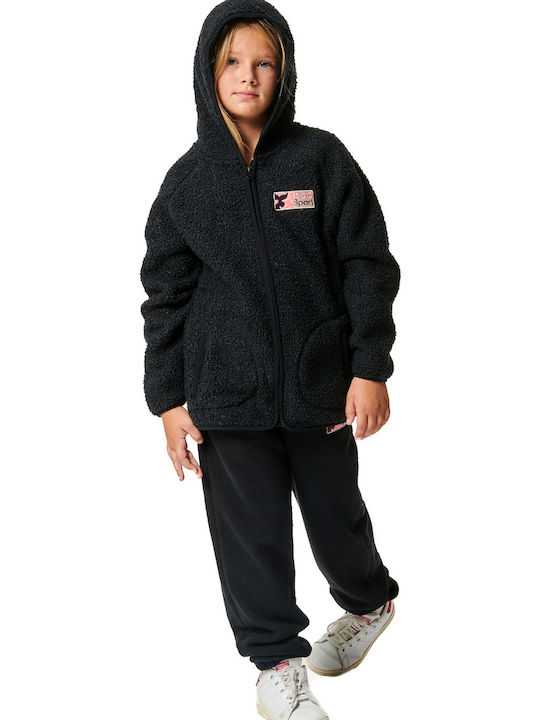 Kids Cardigan with Hood Black