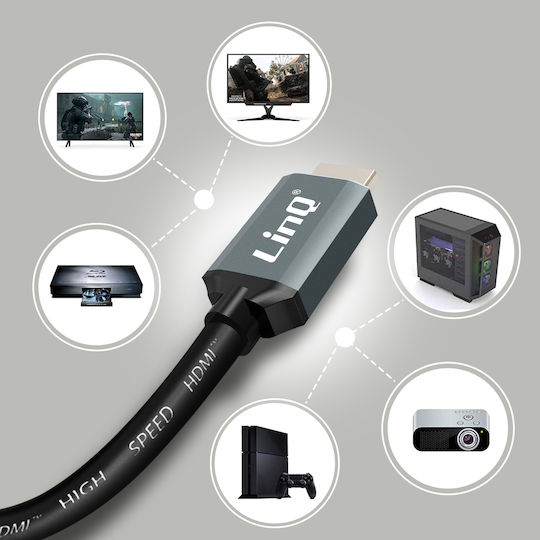 Hdmi 2.1 8k 120hz Ultra Hd Cable Ethernet Length 1.5m Hd-8k15 Linq Black