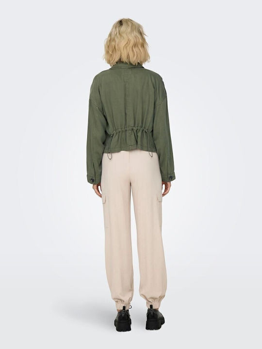 Women's Short Lifestyle Jacket for Winter Khaki