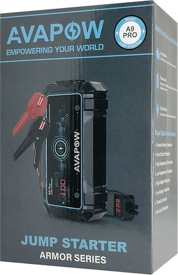 Avapow Tragbar Auto-Starthilfe 16000mAh mit Power Bank,Powerbank / USB / Φακό 12V