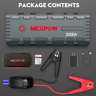 Nexpow Tragbar Autobatterie-Starter 12V mit Power Bank,Powerbank / USB / Φακό