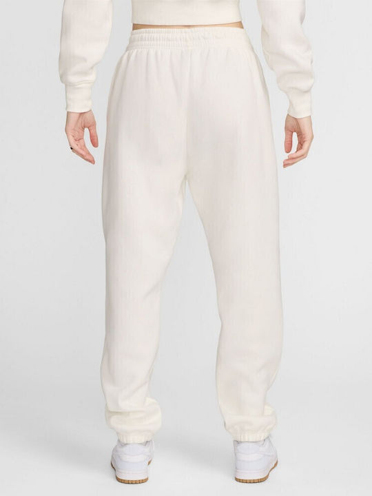High Waist Sweatpants Jogger Fleece Ecru